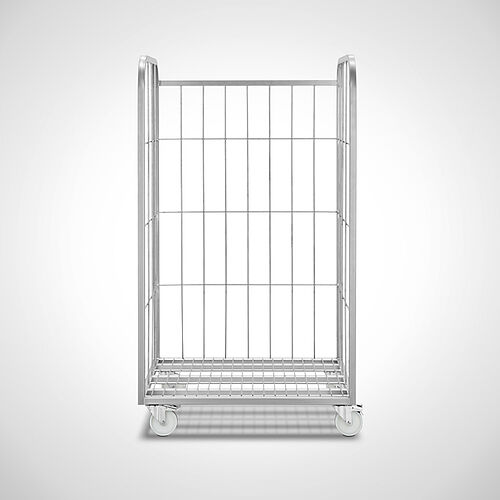 Laundry trolley (wire mesh trolley) made of stainless steel Type WAEW-96x70 SON without hinged intermediate shelves, ID 21-61255 
