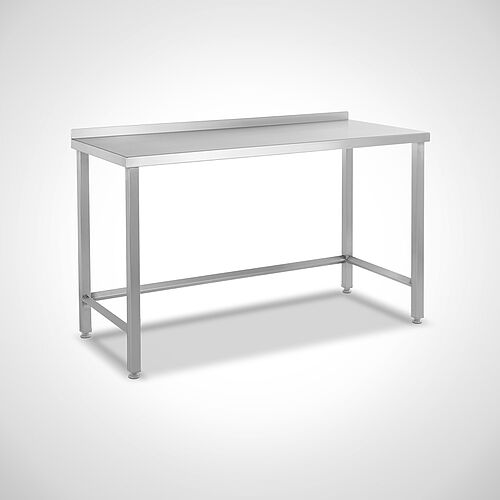 Stainless steel worktable with U-bracing type AT-U 120-60, art. no. 21.00.01.09, with rear worktop upstand 
