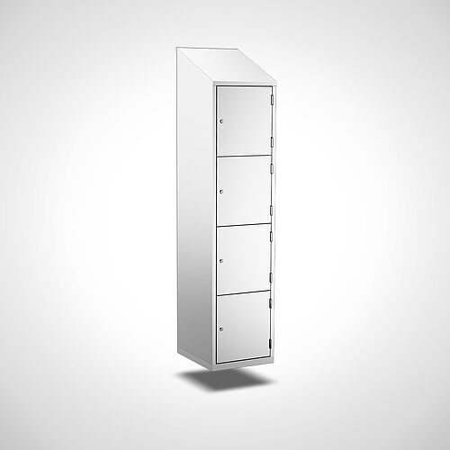 Wall-mounted compartment cupboard with doors made of stainless steel Type FS4-WH-VA-EU-G, 4 compartments with 400 mm compartment width, art. no. 45.10.05.21 