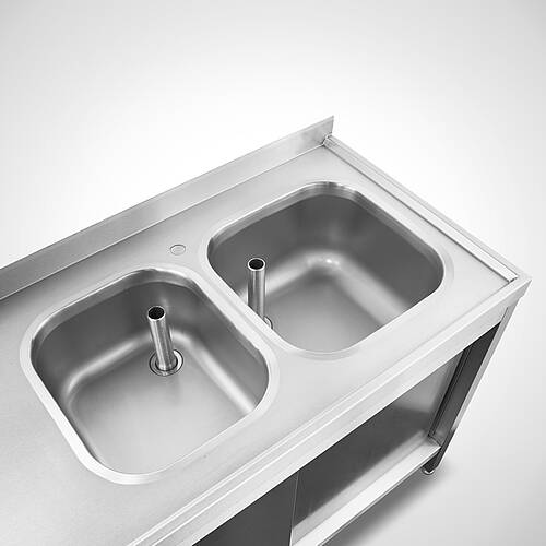 Sink unit cabinet with 2 sinks with standpipe + valve (2") 