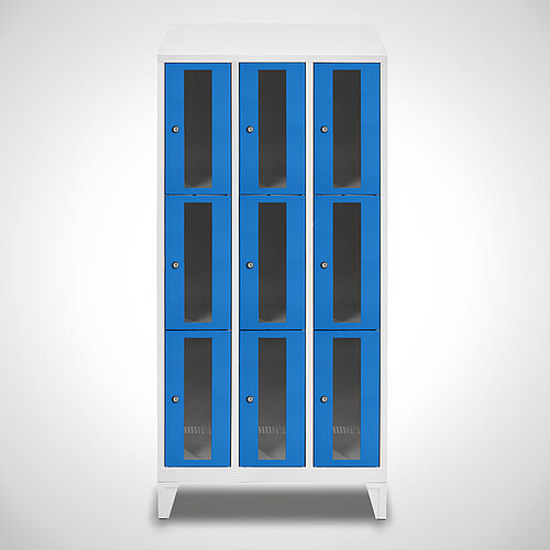 Compartment cupboard with acrylic glass doors Type FSA3-AF-ST-EU 3 compartments with 300 mm compartment width, item no. 46.00.05.14 