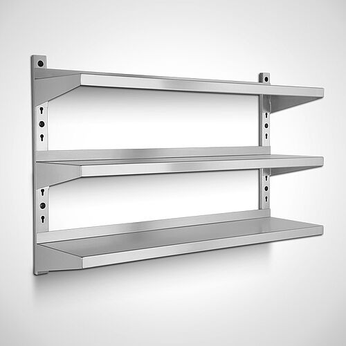 Edelstahl-Wandbord Typ WB-3-etagig, höhenverstellbar
