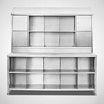 Compartment cabinet with top cabinet made of stainless steel, ID: 21-60159 