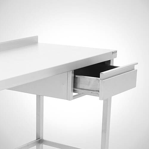 Untergebaute Kastenschublade Typ KSL-U 400, Art.-Nr. 21.00.08.85, Arbeitstisch mit hinterer Tischplattenaufkantung 