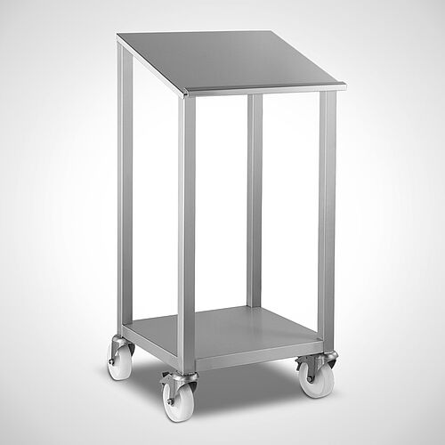 Stainless steel writing desk with swivel castors Type SPO-B/F, art. no. 49.00.00.10