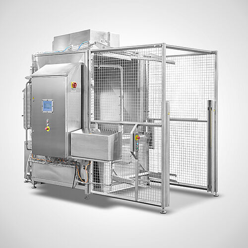 Cabin washing system Type KWA-300 for bin trolleys with safety fence, item no. 11.10.02.71 