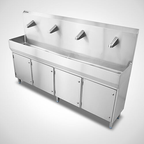 Base cabinet with feet Type US-WR-HL-4/ 41, item no. 12.00.03.34 with optional sensor hand wash basin Type HWB-HL 4/41, item no. 12.00.01.64