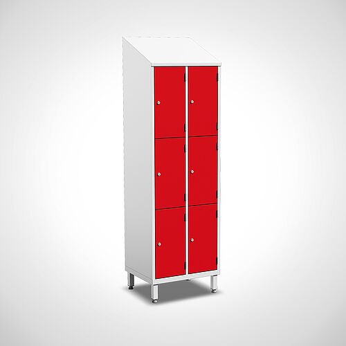 Compartment cupboard made of powder-coated sheet steel type FS3-AF-ST-EU-G, 6 compartments in compartment width 300 mm, item no. 45.00.05.12 