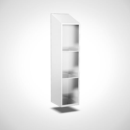 Wall-mounted compartment cupboard without doors made of stainless steel, 3 compartments with 400 mm compartment width, item no. 45.10.06.01 