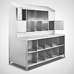 Compartment cabinet with top cabinet made of stainless steel, ID: 21-60159