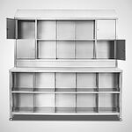 Compartment cabinet with top cabinet made of stainless steel, ID: 21-60159 