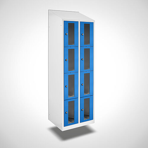Wall-mounted compartment cupboard with acrylic glass doors Type FSA4-WH-ST-EU 2 compartments with 300 mm compartment width, item no. 46.00.05.22 