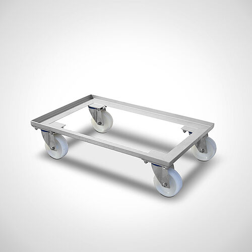 Tractable stainless steel trolley for standard Euro containersr, Type WRR 