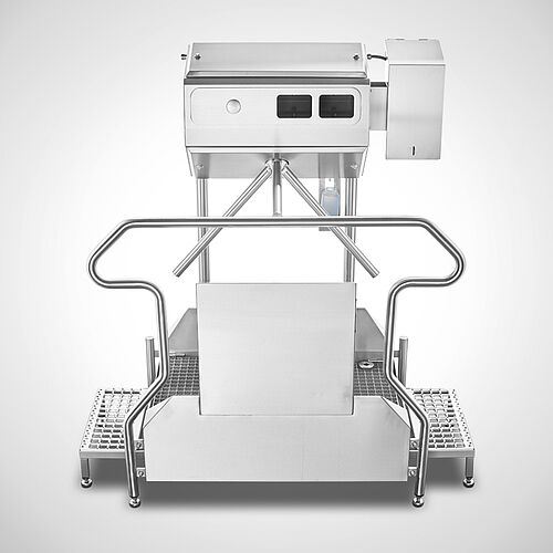 Hygiene Station for sole disinfection with hand disinfection device Type Desi-Check DW-1100 R Highline 