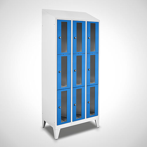 Compartment cupboard with acrylic glass doors Type FSA3-AF-ST-EU 3 compartments with 300 mm compartment width, item no. 46.00.05.14 