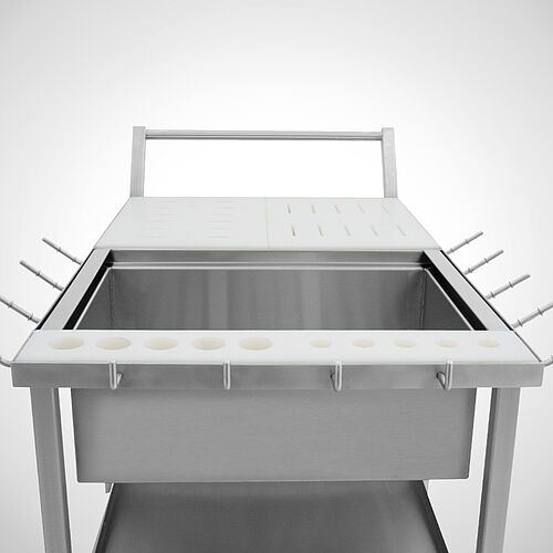 Cutting set/parts service trolley type STSW/1 99-60, Item No. 43.00.00.50 with one perforated sheet tray 