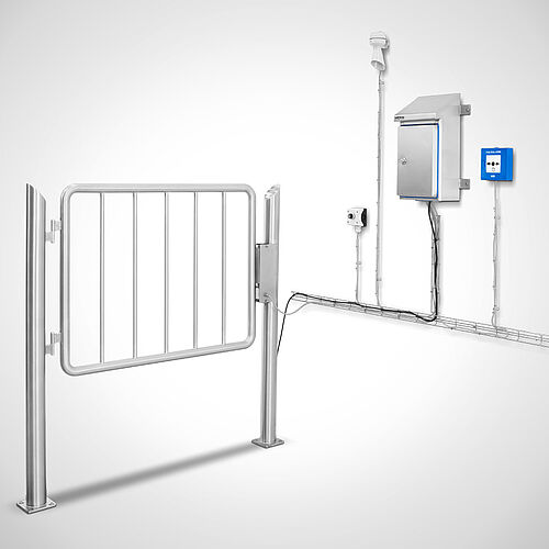Handrail gate with magnetic lock Type MGT-1000-III-AL, art. no. 39.00.10.60 + 39.00.05.06 