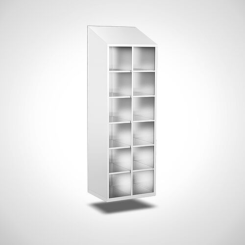 Wall-mounted compartment cupboard without doors made of stainless steel, 12 compartments with compartment width of 300 mm. no. 45.10.06.62 