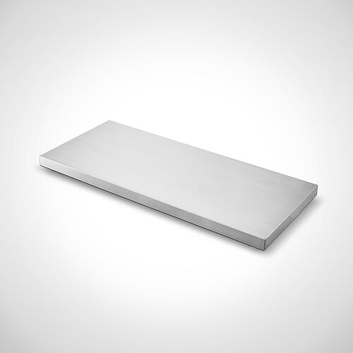 Edelstahl-Klapptisch Typ KT-140/60, Detail Oberseite, Standfüße eingeklappt 