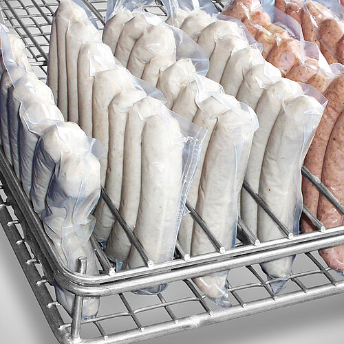 Pasteurization- and drip-off grid Typ PAST for sausage packages