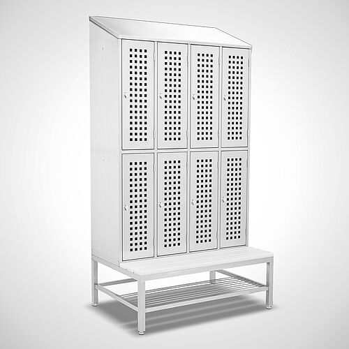 Locker, two-storey Type GS2-SB-VA-EU 4th compartment-300 mm, art. no. 45.10.04.36 (view left) with opt. shoe rack 