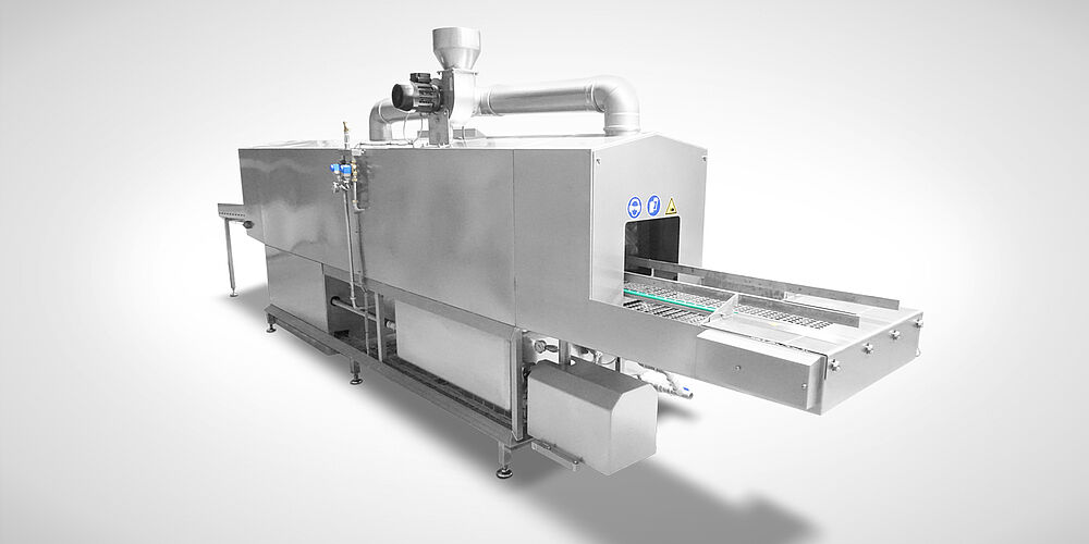 Industrial washer for cleaning cans, buckets and bagged goods Type DLWA-250-CWS 201-1 HIGHLINE | Mohn GmbH 