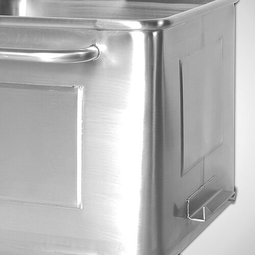 Container trolley, detail: side walls noise-reduced insulation