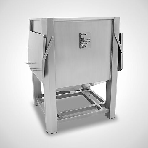 Stainless steel tomato purée bin Type TOMA-B 830, ID 16-64291, left view - lids open 