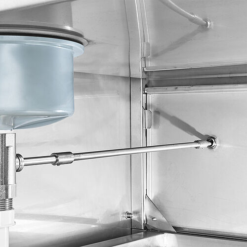Drain valve operation control inside of the sink cabinet