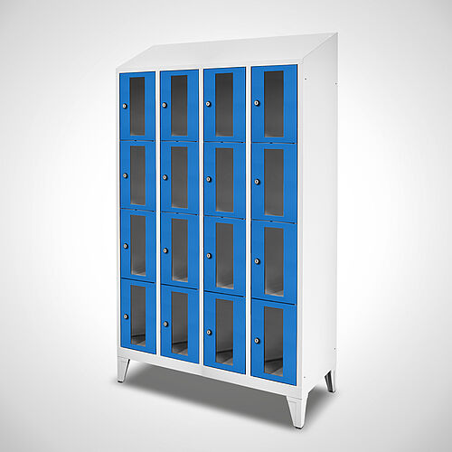 Compartment cupboard with acrylic glass doors Type FSA4-AF-ST-EU 4 compartments with 300 mm compartment width, item no. 46.00.05.36