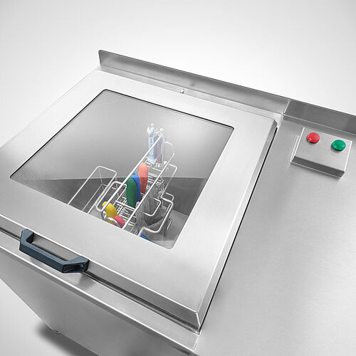 Knife basket pressure cleaner Type MKDR, (Lid with glass for better presentation!) 