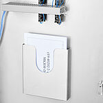 Document holder Type DHA-DIN-A4-K, art. no. 18.00.09.00 with wiring diagrams inside of a control cabinet. 