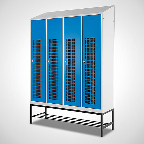 Locker with base frame Type GS1-UG-ST-EU 4/4, art.-no. 45.00.00.77, with opt. shoe rack 