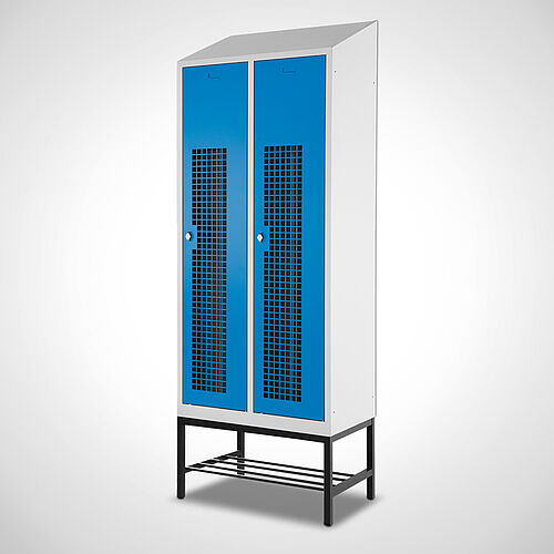 Locker with base frame Type GS1-UG-ST-EU 2/4, art.-no. 45.00.00.73, with opt. shoe rack 