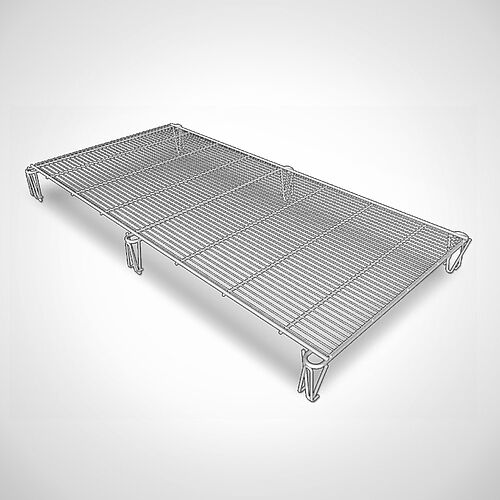 Stackable sieve with 6 feet (lower transverse side strutted) 