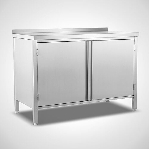 Work cupboard made of stainless steel Type AS-FZ 120-60, art. no. 22.00.06.01, rear with backsplash (gallery) 