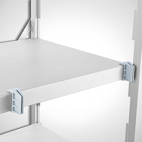Modular aluminium shelf-system: Corner connector for mountable shelves (corner shelf) 