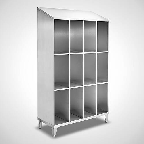 Compartment cabinet without doors made of stainless steel type FS3-AF-VA-EU-O, art. no. 45.10.06.16 