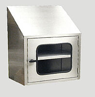 Wall-mounted cupboard with pitched roof and lockable door