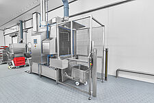 Cabin washing system Type KWA-300, side view with 200 liter standard trolley and opened loading flap 