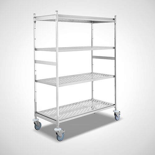 Shelf trolley Type MRW-O-100-140 (perforated shelf), with 1 additional shelf, art. no. 49.20.00.04+49.20.01.04 