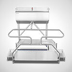Pass-through sole cleaning machine Type Sole-Star-1500-R-Highline with electrical turnstile Type DK-E-1200-Highline 