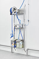 "Clean-Rack" stainless steel frame for Ecolab low pressure cleaning accessoires with two can holders Type KH-CA I
