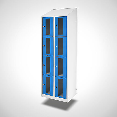 Wall-mounted compartment cupboard with acrylic glass doors Type FSA4-WH-ST-EU 2 compartments with 300 mm compartment width, item no. 46.00.05.22 