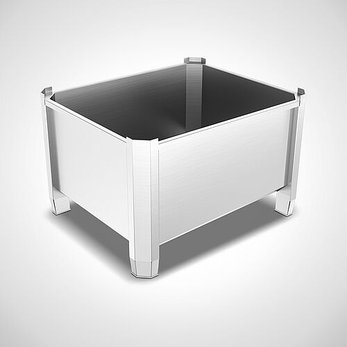 Euro-stacking container with bottom slope on stacking feet Type ESTB-MG-F 600 Liter, item no. 49.00.02.41 