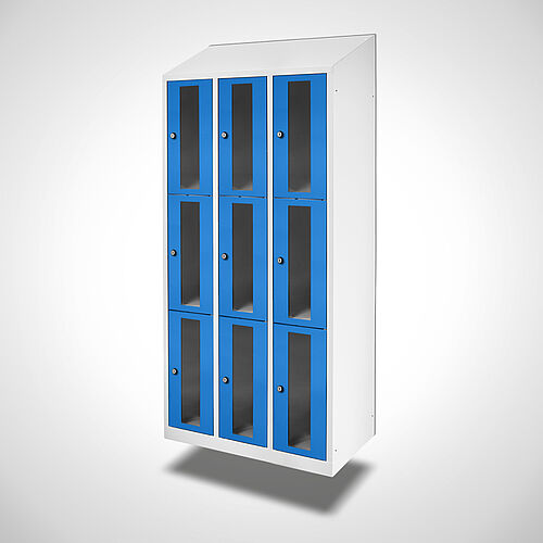 Wall-mounted compartment cupboard with acrylic glass doors Type FSA3-WH-ST-EU 3 compartments with 300 mm compartment width, item no. 46.00.05.04 