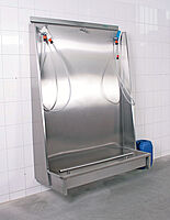 Wall-mounted Boot and Apron Cleaning Place with optional can holder