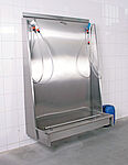 Wall-mounted Boot and Apron Cleaning Place with optional can holder