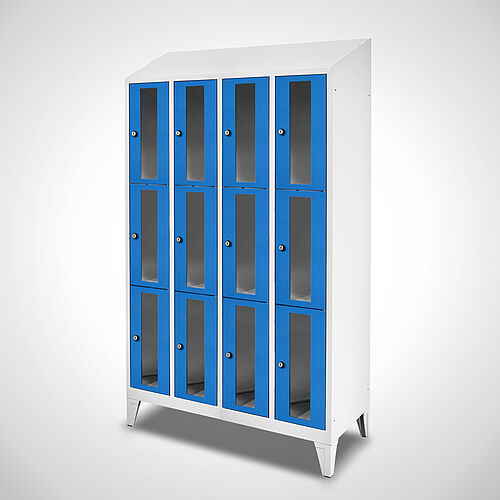 Compartment cupboard with acrylic glass doors Type FSA3-AF-ST-EU 4 compartments with 300 mm compartment width, item no. 46.00.05.16 
