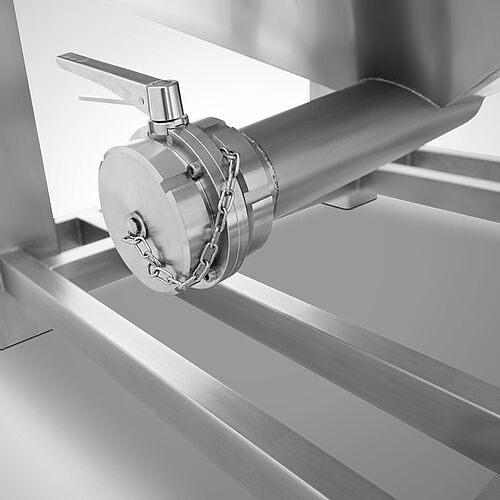 Stainless steel tomato purée bin Type TOMA-B 830, ID 16-64291, Outlet valve 